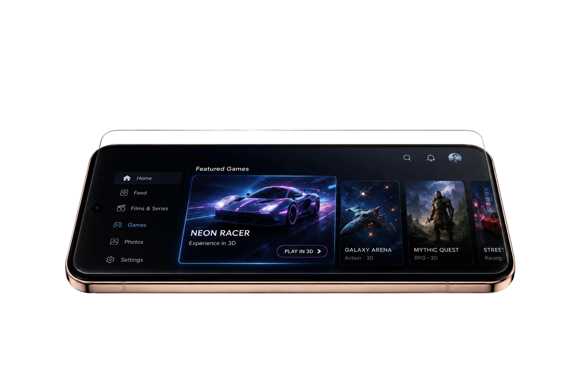 Landscape Google Pixel showing the Qblens entertainment interface